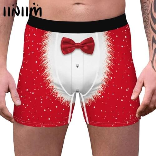 Sexy Men Christmas Printed Boxer Shorts Xmas Club Party Jockstraps Bulge Pouch Summer Mens Underwears Underpants Briefs Shorts