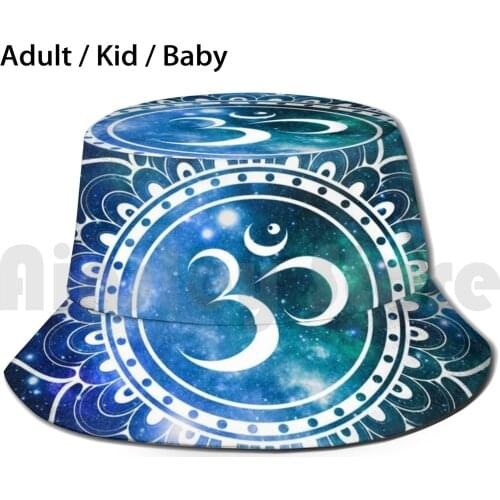 Galaxy Om Mandala Green Blue Sun Hat Foldable UV Protection Mandala Meditation Peaceful High Frequency High Frequency