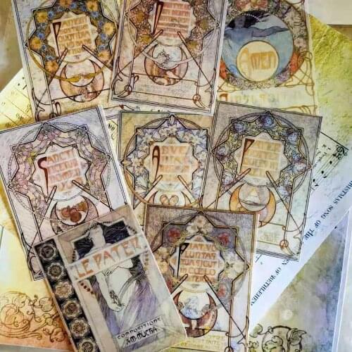 Vintage French Mucha Renaissance Retro Religion Byzantine Goddess Washi PET Sticker For Diary Scrapbook Deco Stationery Stickers