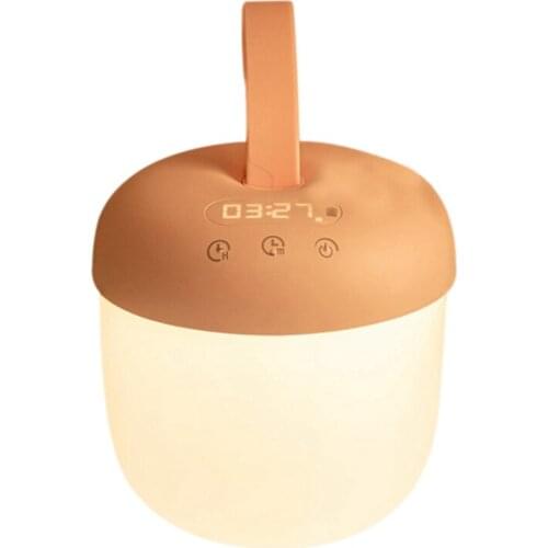 Smart Mother And Baby Light Night Light Rechargeable Built-In Battery Cold And Warm White Light With Digital Clock Beige