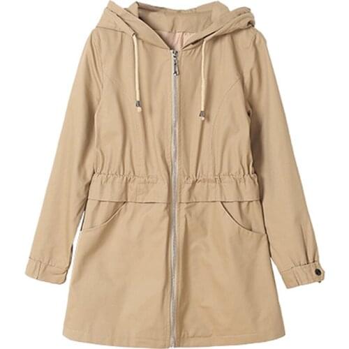 Spring Autumn Hooded Trench Coat Plus Size 5xl Medium-long Windbreaker High Quality Ladies Coat