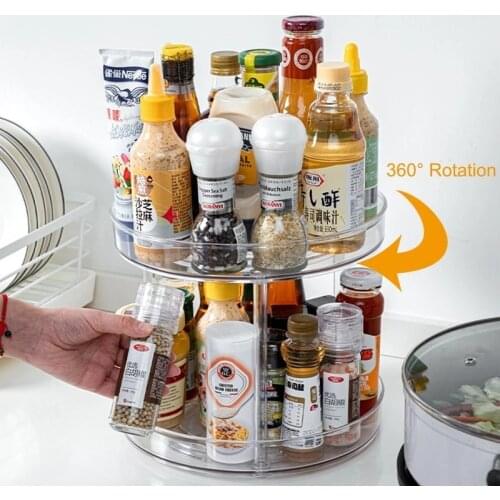 Rotation Storage Rack Transparent Cosmetic Organizer Multifunctional Sundries Satorage Shelf Multi Layer Condiment Organiser