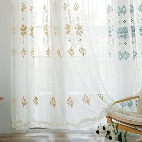 Curtain and Curtain Screens New Cotton Thread Embroidered Window two Color Optional Living Room Study Window Screens Wholesale