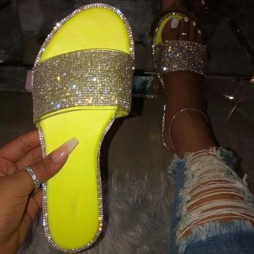Women Shoes Crystal Slippers Summer Sandals For Women Fashion Candy Color Flip Flops Women Sandals Flat Slides Sandalia Feminina
