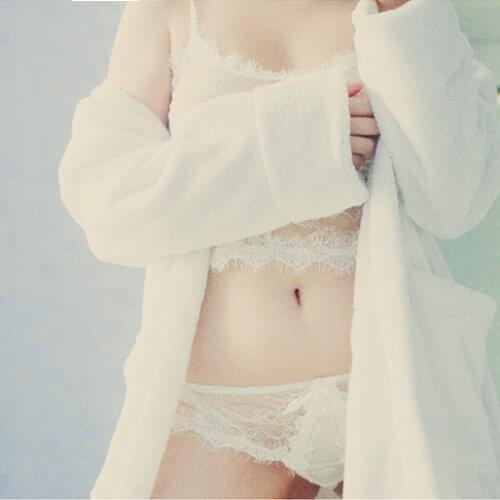 Yomrzl Hot sale womens Gift Sexy lingerie Sleepwear M-70/75AB L-75C80ABC Eyeholes V-neck Lace Strap underwear Pajama Set M276