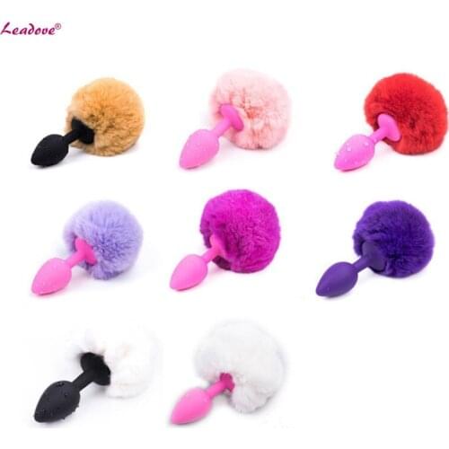 1Pcs Small Size Soft Silicone Rabbit Tail Anal Plug Bunny Tail Butt Plug Adult Sex Products Anal Sex Toys for Women Couple Game