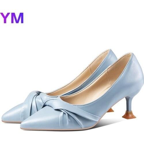 2021 Fashion Newest High Heels Pumps Pointed Toe Female Genuine Leather Wedding Working Basic Zapatos De Mujer Plataforma 34-40