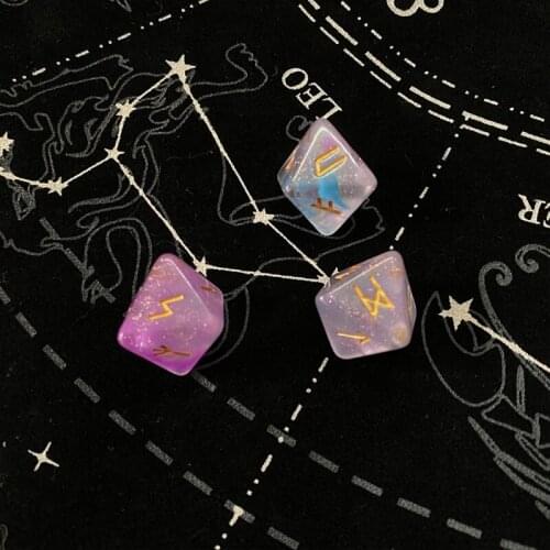 3 Pcs 8-Sided Rune Dice Resin Assorted Polyhedral Dices Set Divination Table Board Roll Party Cards Playing Game Toys