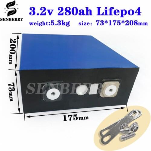 4pcs 3.2V 280Ah LiFePO4 Battery Pack Lithium Iron Phospha DIY 4S 12V 24V 300A Motorcycle Electric Car Solar Inverter Batteries