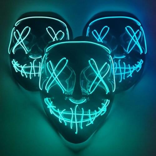 8 Colors Halloween Carnival Party LED Glowing Mask Masquerade Mask Decoration Halloween Decoration Scary Scary Props