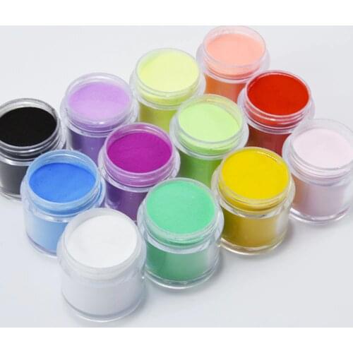8g/bottle Nail Acrylic Powder 12-Colors Nail Sparkling Glitter Dust Nail Art Decorations Charms Manicure Acrylic Powder TRFA82