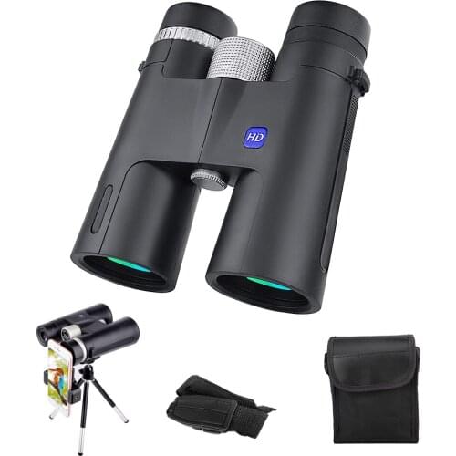 12x42 Binoculars for Bird Watching, Hunting Binoculars for Adults Clear Weak Light Vision with Smartphone Adapter Tripod and HD