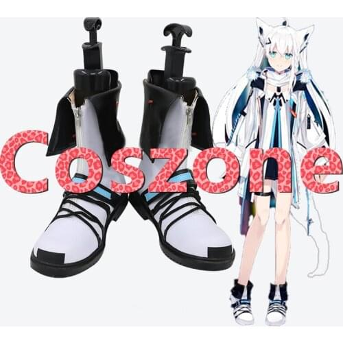 VTuber Shirakami Fubuki Skin White Cosplay Shoes Boots Halloween Carnival Cosplay Costume Accessories