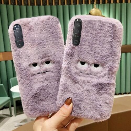Case For Sony Xperia 1 10 III 2020 Plush Big Eye Monster Cover Xperia 1 10 5 II 5G ii Plus Funda Case For Sony 10 III Couqe