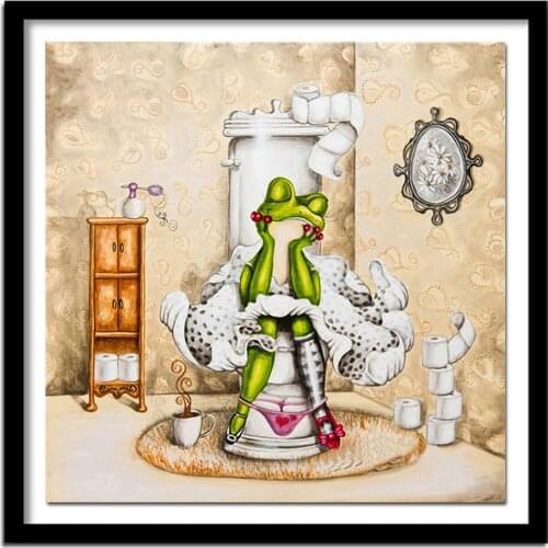 Diy Diamond Painting Cross Stitch Set toilet frog Home Decoration Square Diamond Embroidery 5D Needlework CV204