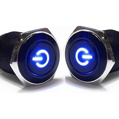 EE support 2Pcs 16mm 12V 3A Led Light Switch Car Accessories Black Metal Push Button Switch Latching ON-OFF Switch