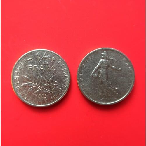 French 1/2 Franc Coins Eu Edition Europe 100% Real Original Used Coin Old Random Year