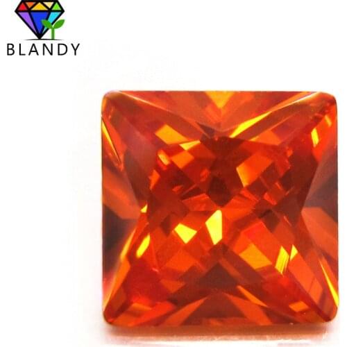 Hot Sale 1.5x1.5~12x12mm Square Shape 5A Cubic Zirconia Stones Orange Princess Cut Synthetic CZ Gems