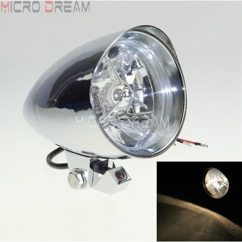 Chrome Motorcycle Headlight H4 12V 60/55W Custom Headlamp for Harley Sportster Iron 883 1200 Forty-Eight Custom Roadster Chopper