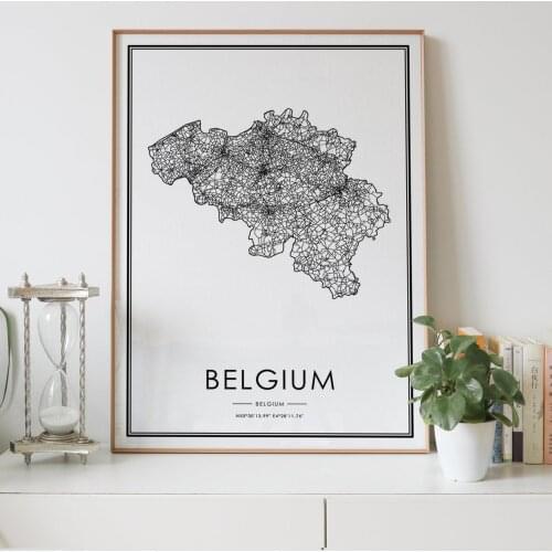 Belgium country Road map Nordic Living Room Decoration Canvas Poster Modern Home Decor Art Print Painting