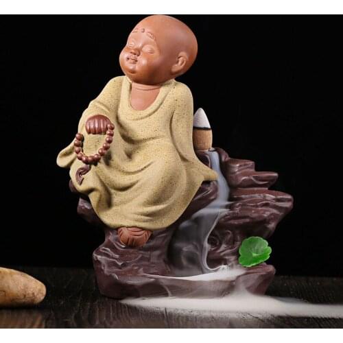 Ceramic incense burner Q version shramanera back short paragraph cone tower incense smoke waterfall tour