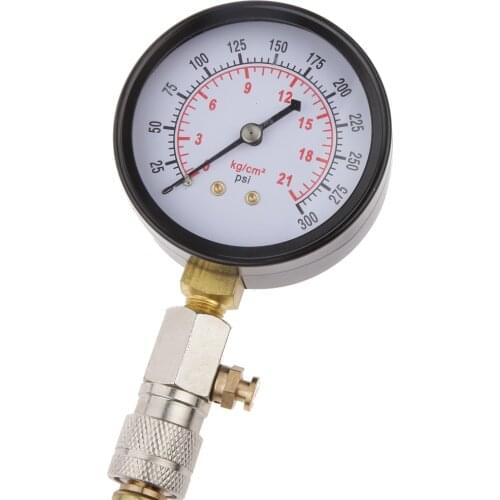 Cylinder Compression Tester Gauge Kit for Petrol Gas Engine, 0-300 PSI