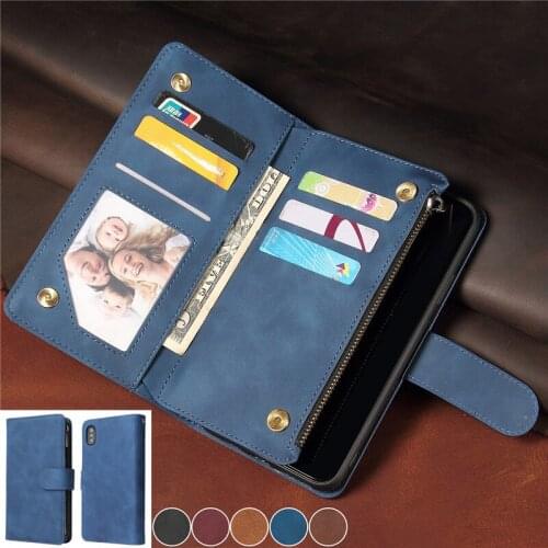 Zipper Wallet Flip Stand Leather Case For iPhone XR XS X 12 Mini 11 Pro Max SE 2020 6 6S 7 8 Plus Purse Card Cover Coque Etui