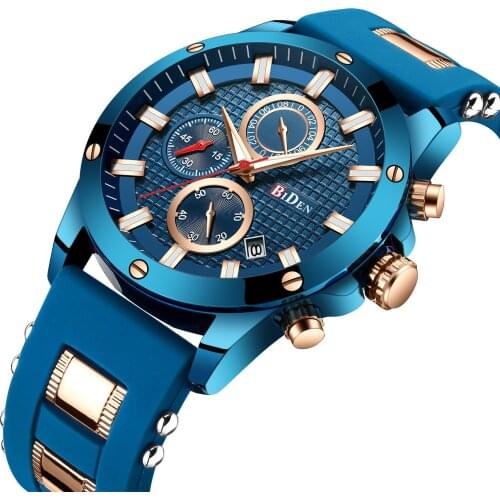 Large Dial Mens Sports Watches Waterproof Blue Army Male Steel Chronograph Quartz Wrist Watch Military Clock Relogio Masculino