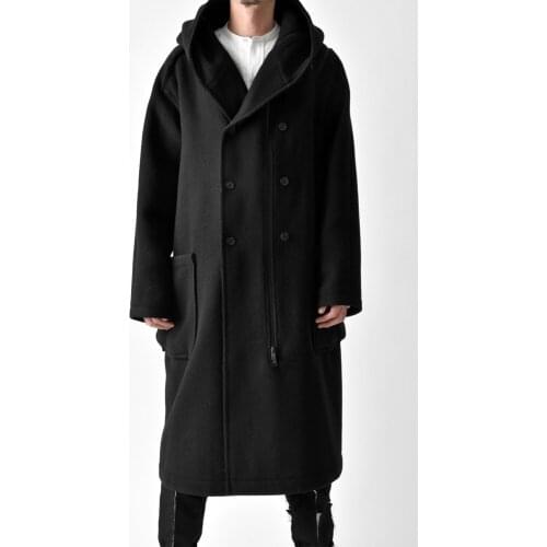 Vintage wool circle tweed drop-shoulder long coat mens silhouette