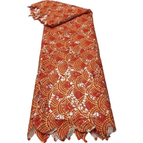 Latest Heavy African Cord Lace Fabric 2021 French Guipure Lace Water Soluble Lace Sequins Embroidery Lace For Wedding Dress Sew