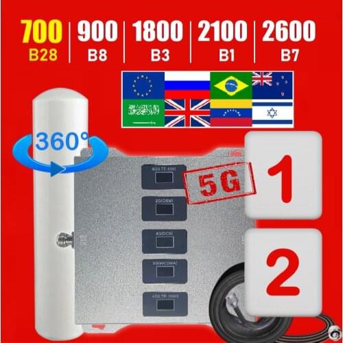 Universal Europe Asia Five Band signal booster cellular amplifier repeater b20 B5 b8 B3 B1 B7 800 900 1800 2100 2600 2G 3G 4G 5G