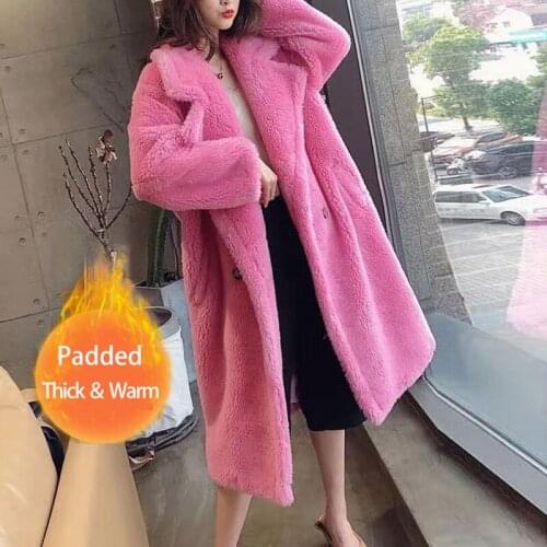 Heydress 2019 Women Winter Faux Fur Warm Long Coat Long Sleeve Female Thick Teddy Bear Coat Casual Loose Oversize Outwears