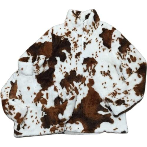 GirlyMax Fall Winter Mommy Me Milk Cow Plush Top Mom Daughter Sherpa