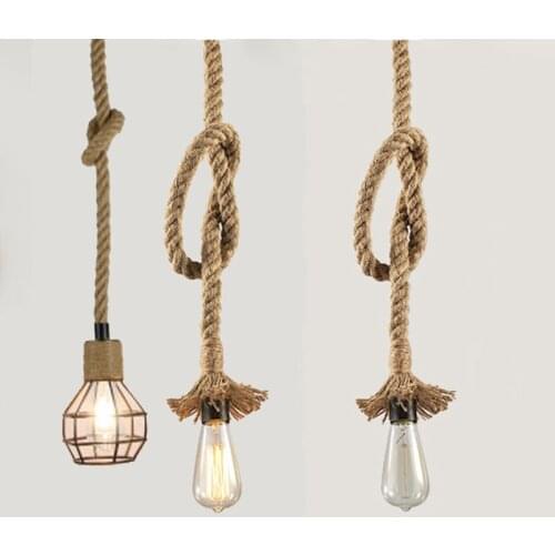 Loft Retro Hanglamp Pendant Light Industrial Hemp Rope Kitchen Hanging Lamps Restaurant Bar Light Fixtures Dining Room Home Deco