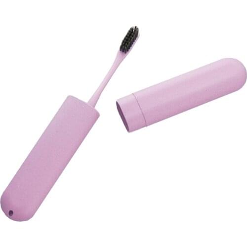 Wheat Straw Toothbrush and Box 4color/set Wheat Toothbrush Resuable Travel Toothbrush Storage Box Holder Case