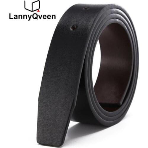 LannyQveen belt strap with holes men plate buckle belts without buckle leather belt wholesale free shipping