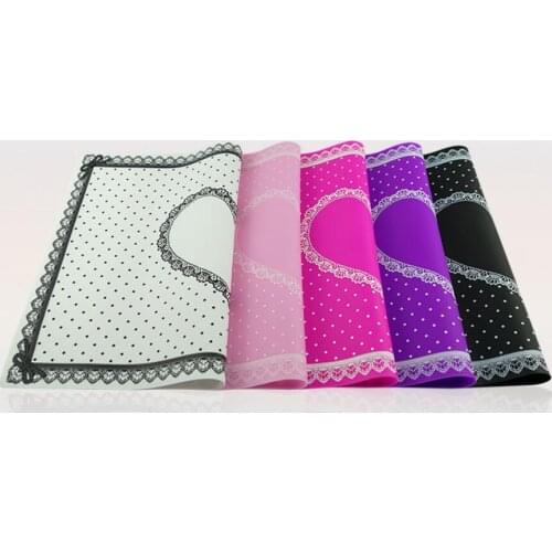 20 pcs Nail Art Tips Practice Silicone Table Cover Mat Pad Point Lace Printing Coloring Polish Gel UV Washable Foldable Tools M