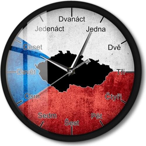 Czech Republic Country Flag Modern Design Wall Clock For Living Room Wall Watch Metal Frame Luminous Voice Control Timepieces