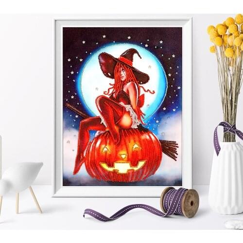 Special-shaped Diamond Painting Halloween Girl With Hood Cross Stitch Diamond Embroidery Painting Kit Home Decoration Gift