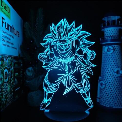 Super Saiyan 3 Son Goku Night Lights Dragon Ball Z Anime 3D Night LED Goku Lamp Visual Decor Bedroom Xmas Gift Novelty Lighting