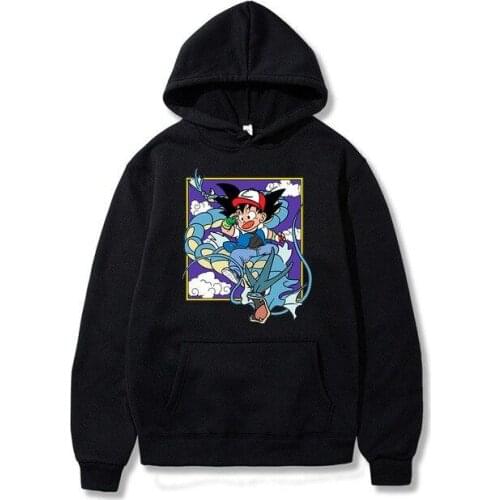 Anime Crossover Goku Kanji Manga Oversized Hoodies Women Unisex Pullover Fleece Warm Sweatshirt Harajuku Dropship Clothes