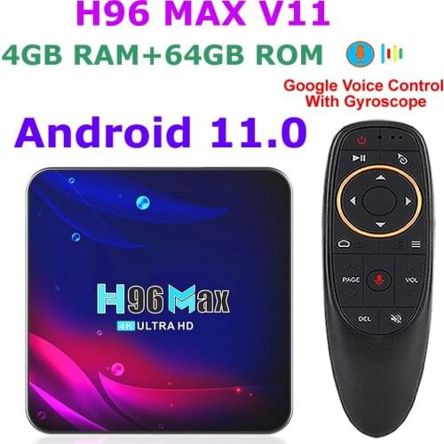 Android 11 TV BOX H96 Max V11 4G RAM 64G ROM RK3318 Quad Core 2.4G/5G Dual Wifi 3D 4K Youtube HDR Set Top Box Media Player