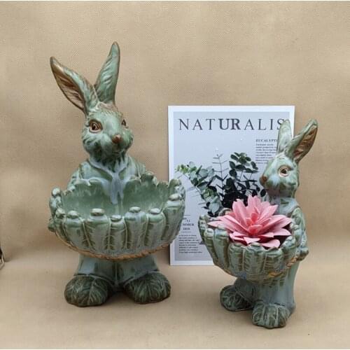 Creative rabbit animal flowerpot succulent flowerpot American country garden courtyard balcony ground decoration ornaments
