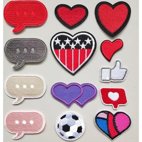 Embroidery Patches For Clothing Iron on Patch DIY Applique Clothes Hat Stickers Fashion Cute Red Heart Dialog