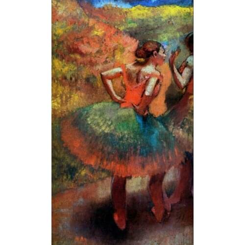 High quality Oil painting Canvas Reproductions Two Dancers in Green Skirts, Landscape Scener (1894- By Edgar Degas hand painted