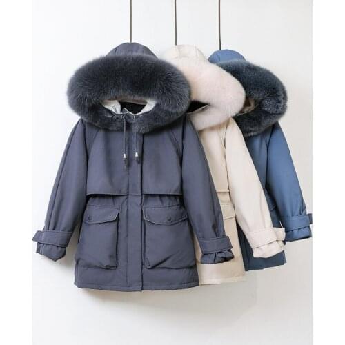 WOQN Women's Parkas With Natural Fur