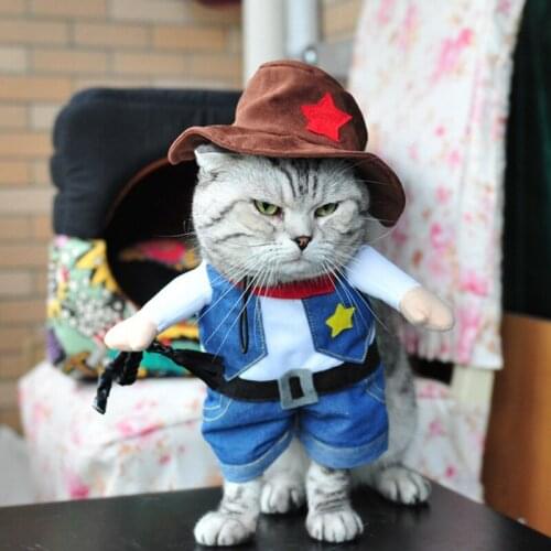 Funny Cat Cosplay Costume Halloween for Small Medium Dogs Doctor Cowboy Pet Clothes Novelty Dog Cosplay Photo Props for Parties