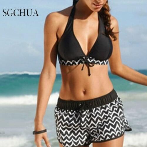 Womens Sports Swimwear Plus Size Sexy Surf Bath For Beach Woman Two Piece Retro Striped New Arrival 2020