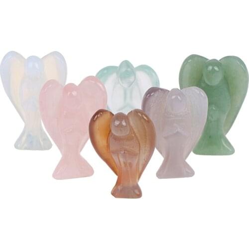 1.5 Inch Amethyst Angel Artificial Pine Carving Lucky Engel Purple Pink Healing Gemstone Crystal Ornament Home Decoration Crafts