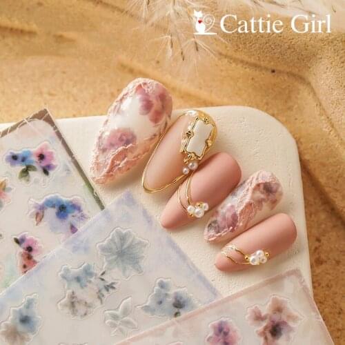 1sheet Vintage Flower Nail Art 3D Stickers 3D Nail Art Stickers Angel Nail Stickers Decals Adhesive Sticker Tattoo Slides